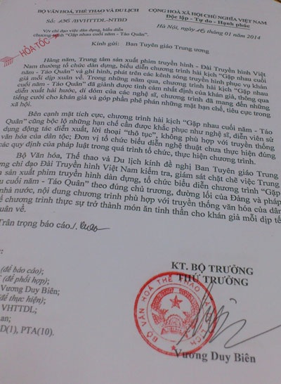 Táo quân 2014 bị “nhắc nhở” - 1 Dù chưa ghi hình, Táo quân 2014 đã bị nhắc nhở