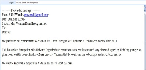 Bức thư của tổ chức Hoa hậu Hoàn vũ là giả mạo?