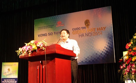 Khai mạc vòng sơ khảo Cuộc thi Giọng hát hay Hà Nội 2014 - 1 Ông Trần Quốc Chiêm, Phó Giám đốc
Sở VH, TT&DL TP Hà Nội- Phó BTC phát biểu tại lễ khai mạc