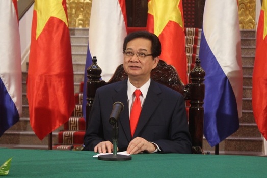 Thủ tướng Nguyễn Tấn Dũng tại buổi gặp gỡ báo chí thông báo kết quả hội đàm