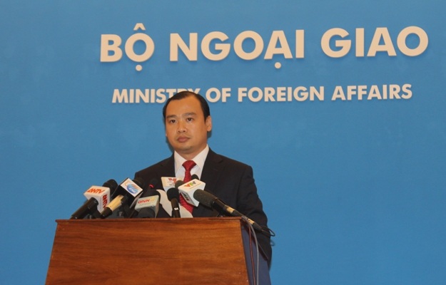 Người Phát ngôn Bộ Ngoại giao Lê Hải Bình tại cuộc họp báo thường kỳ ngày 31/7 (Ảnh Nam Hằng)