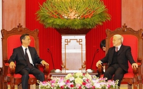 Tân Đại sứ Nhật Bản ấn tượng với thành tựu của Việt Nam - 1 Tổng Bí thư Nguyễn Phú Trọng đã tiếp Đại sứ đặc mệnh toàn quyền Nhật Bản tại Việt Nam. Ảnh TTXVN