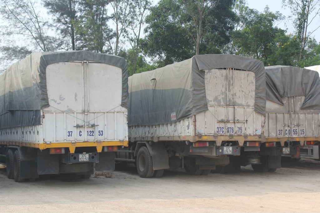 Đoàn xe chở gỗ khủng định vượt trạm cân thị bị cơ quan chức năng bắt giữ.