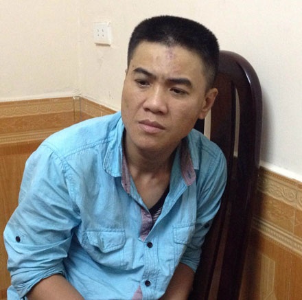 Đối tượng Nguyễn Hoàng Hòa tại cơ quan điều tra.