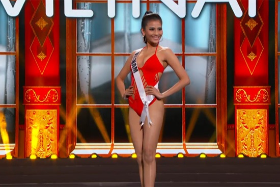 Trương Thị May diện bikini gợi cảm trong đêm bán kết Hoa hậu Hoàn vũ - 6 Trương Thị May trong phần thi Trang phục dạ hội: