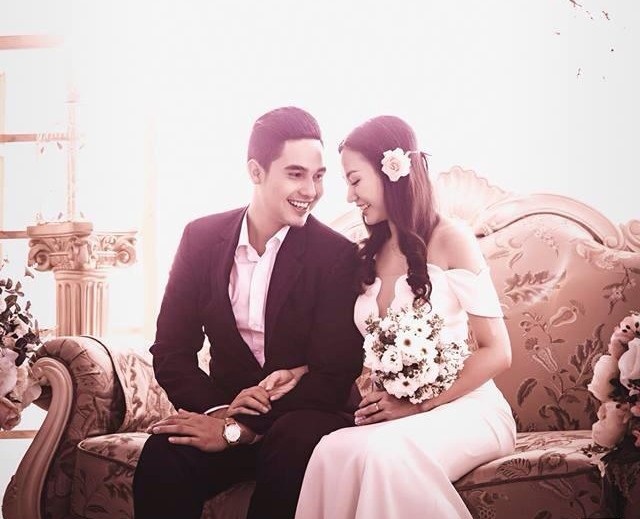 Hình cưới lãng mạn của Baggio và Quỳnh Trâm, cả hai đã tìm hiểu nhau nửa năm trước khi cưới