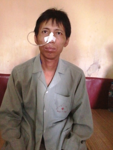 Anh Lê Hồng Cường đang điều trị tại bệnh viện K (Hà Nội)