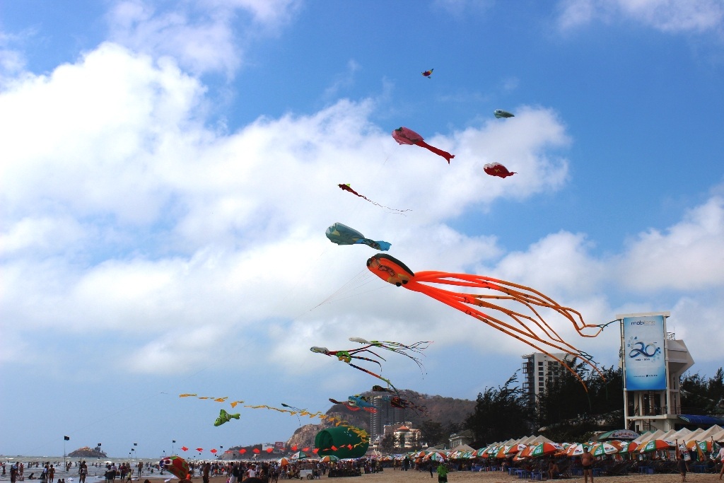 Vất vả thả diều “khủng” dài trăm mét - 8 Liên hoan diều
quốc tế lần VI-2015