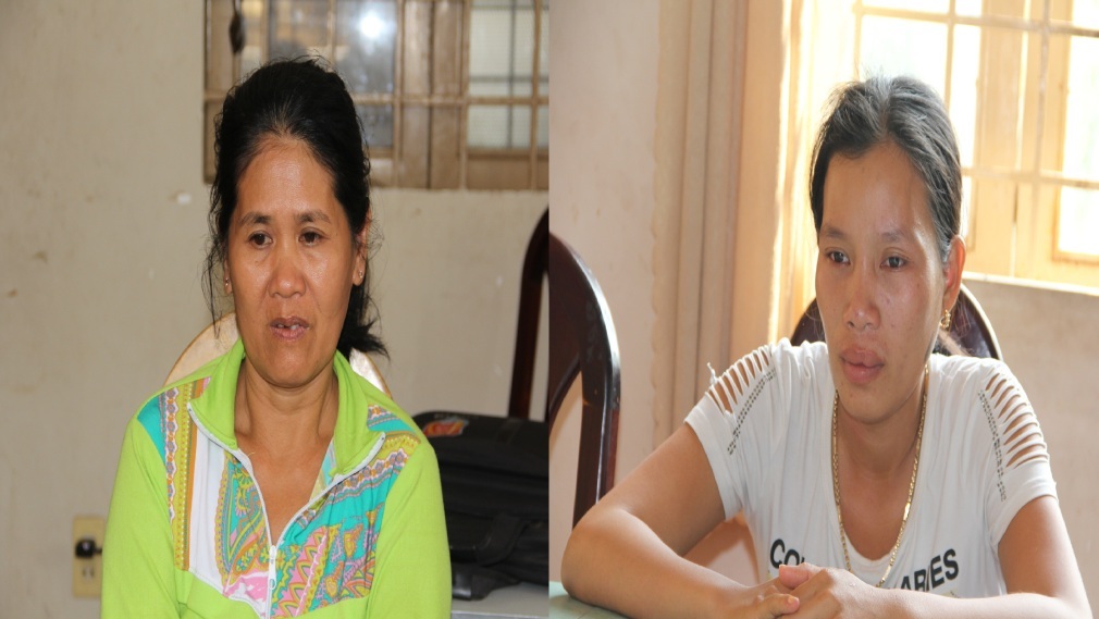 Cả gia đình cùng buôn bán phụ nữ - 2 Đối tượng Vương Thị Hồng (bên phải)
và bà Huỳnh Thị Rớt – người có con gả bán sang Trung Quốc