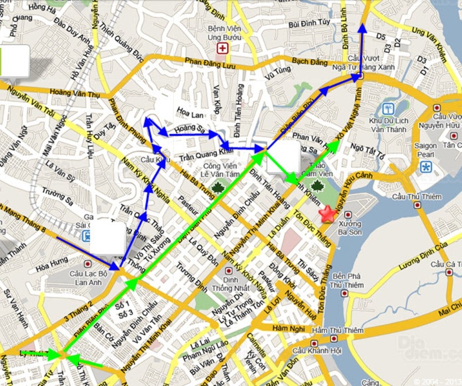 Hướng đi từ quận 10 và quận 5 về quận
Bình Thạnh