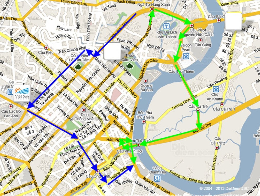 Hướng đi từ quận Bình Thạnh về quận 4