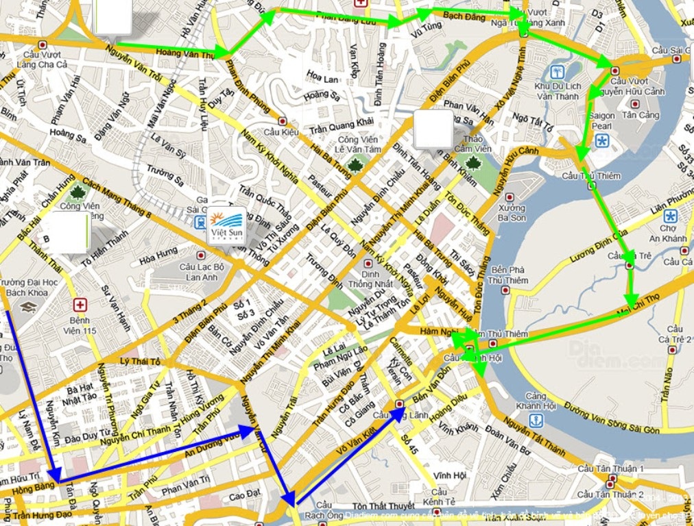 Hướng đi từ quận Tân Bình về quận 4