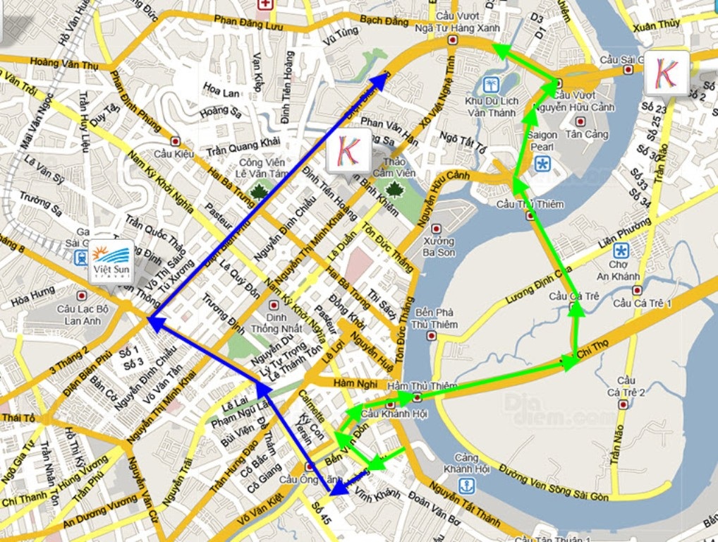 Hướng đi từ quận 4 về quận Bình Thạnh