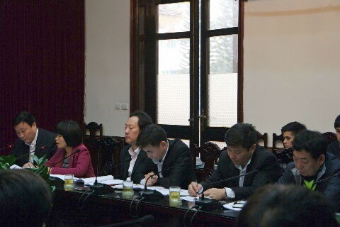 Các lãnh đạo cao nhất của Tập đoàn Cục 6 tại cuộc họp.