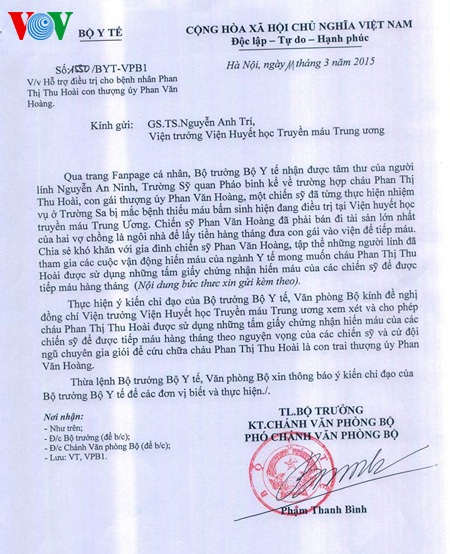 Qua Facebook, Bộ trưởng Y tế giúp con của chiến sĩ Trường Sa