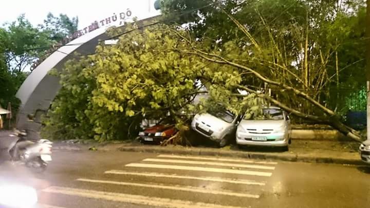 Nhiều ô tô, xe máy tan nát sau giông lốc ở Hà Nội - 2 (Ảnh: Tiến Nguyên))