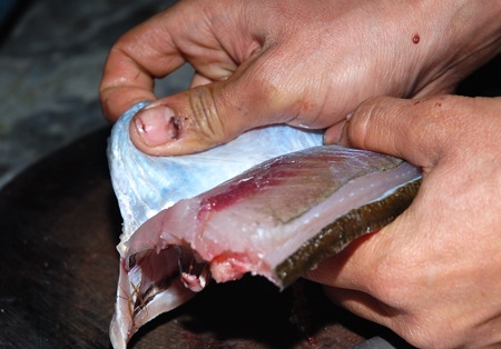 Phần vẩy và da cá phải được loại bỏ.