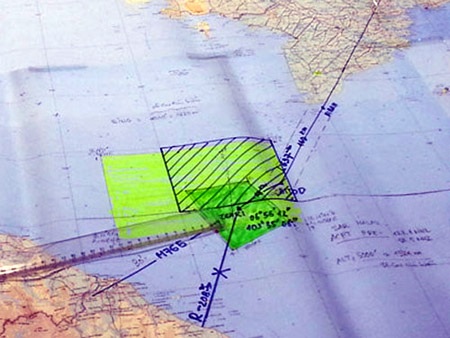 3 máy bay Việt Nam mở rộng tìm kiếm máy bay Malaysia - 1 Toàn cảnh sơ đồ khu vực tìm kiếm máy bay của Hãng hàng không Malaysia Airlines mất tích