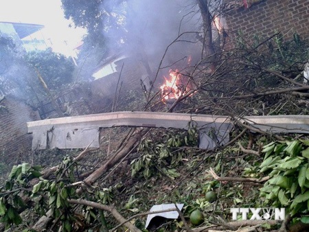 Hiện trường vụ máy bay rơi (ảnh: TTXVN).