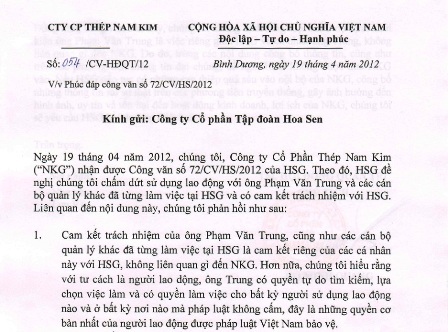 Hoa Sen bị phản đối vì đòi đuổi việc người của... công ty khác - 1 Hoa Sen bị phản đối vì đòi đuổi việc người của... công ty khác