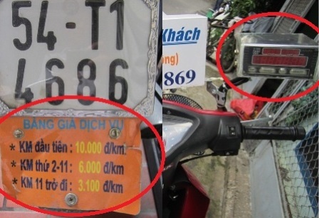 Đồng hồ cước và bảng
giá cước niêm yết rõ ràng trên xe