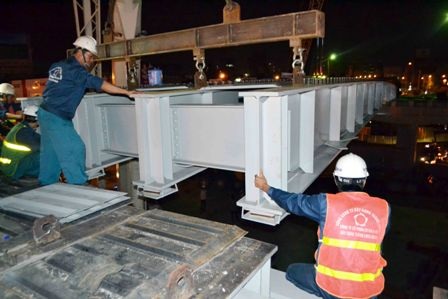 Đưa nhịp cầu cuối cùng vị trí