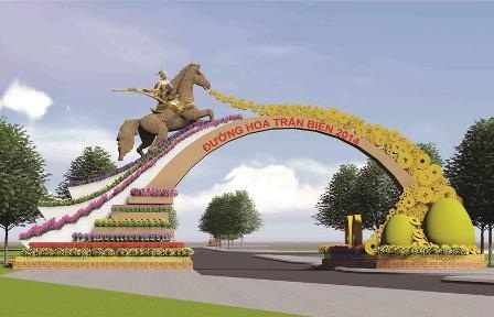 Đồng Nai tổ chức Đường hoa Trấn Biên đón Tết - 2 Phối cảnh cổng chính dẫn vào Đường hoa Trấn Biên 2014
