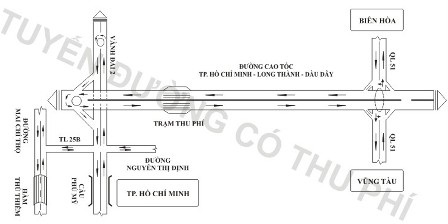 Ngày 2/1/2014 thông xe cao tốc TPHCM - Long Thành - Dầu Giây - 2 Sơ đồ lưu thông vào đường cao tốc TPHCM - Long Thành - Dầu Giây