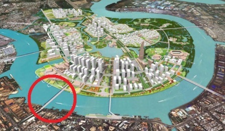 TPHCM: Chuẩn bị khởi công cầu Thủ Thiêm 2 - 1 Vị trí xây cầu Thủ Thiêm 2