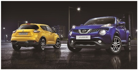 Nissan Việt Nam ra mắt xe Juke 2015 mới - 3 Bộ sưu tập màu mới của Nissan Juke gồm: Trắng ngọc
trai, Vàng thái dương, Xanh dương, và Đỏ