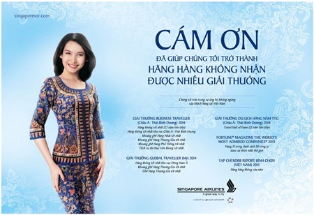 Hình ảnh cô gái Singapore gắn liền với thương hiệu Singapore Airlines