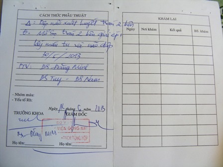 Sổ chứng nhận khám bệnh của anh Nguyễn Đình Thái 