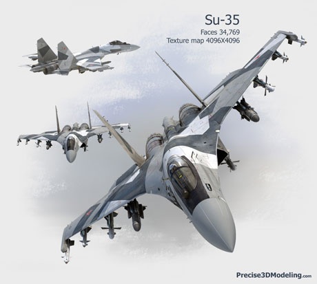 Hình ảnh mô phỏng của chiến đấu cơ Sukhoi Su-35 của Nga. (Ảnh: