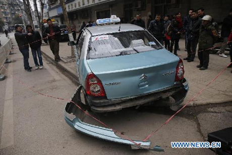 Hiện trường vụ tấn công bằng dao tại một con đường ở quận Giang Hán, thành phố Vũ Hán. (Ảnh: