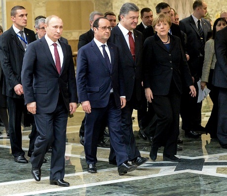 Putin thông báo về lệnh ngừng bắn tại đông Ukraine sau đàm phán 4 bên - 1 Lãnh đạo 4 nước Nga, Ukraine, Pháp, Đức đã nhất trí một thỏa thuận ngừng bắn. (Ảnh: