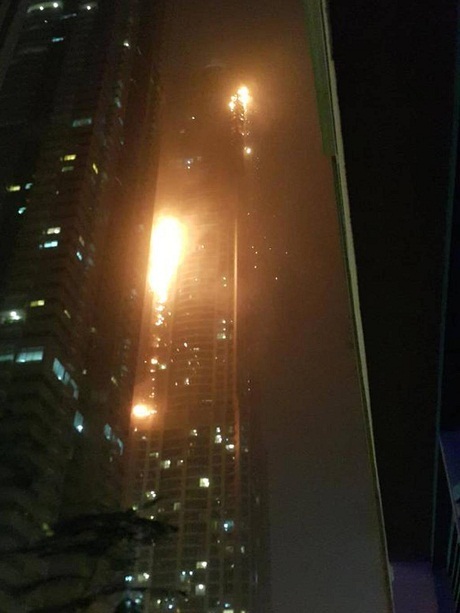 Cháy kinh hoàng tại tòa nhà chọc trời ở Dubai - 6 Hình ảnh đám cháy gây hỗn loạn ở Dubai.