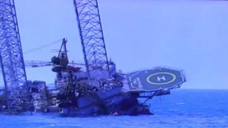 Hiện trường vụ sập giàn khoan. (Ảnh: