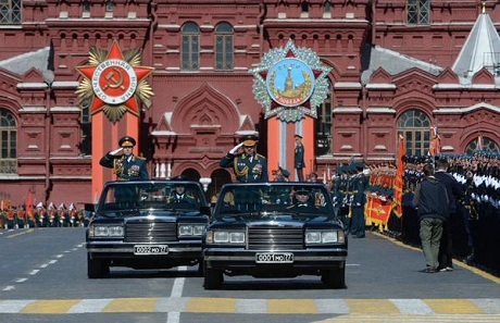 Hình ảnh trong lễ duyệt binh ngày 9/5 tại quảng trường đỏ. (Ảnh: