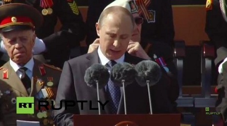 Nhà lãnh đạo nước Nga chính thức phát biểu khai mạc lễ kỷ niệm. (Ảnh: