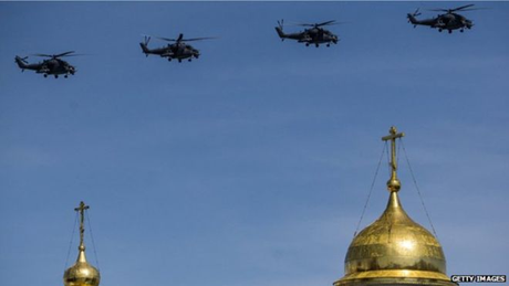 Các chiến đấu cơ Nga trong lễ duyệt binh tại Quảng trường Đỏ ngày 9/5 vừa qua. (Ảnh: