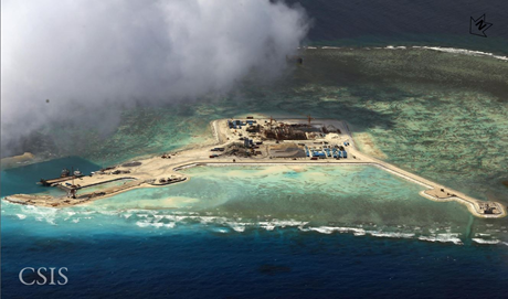  Hoạt động bồi đắp trái phép của Trung Quốc trên Biển Đông. (Ảnh: