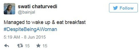 Một người dùng Twitter viết: “Cố gắng thức dậy và ăn sáng cho dù là một phụ nữ”. (Ảnh: