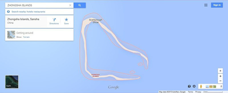 Hình ảnh của bãi cạn Scarborough trên Google Maps. (Ảnh: