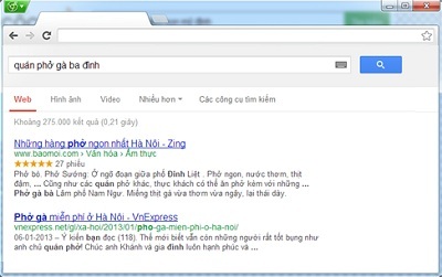 Kết quả của Google vào thời điểm viết bài:
