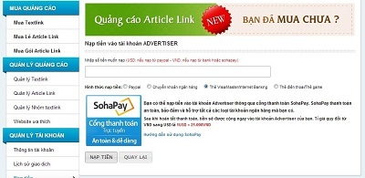 Textlink.vn tích hợp thanh toán trực tuyến qua Sohapay - 1 Textlink.vn tích hợp thanh toán trực tuyến qua Sohapay