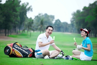Mỹ Vân, Khương Thịnh rủ nhau chơi Golf