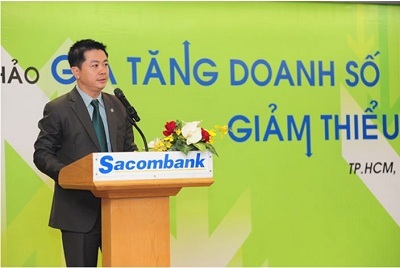 Ông Nguyễn Minh Tâm, P.TGĐ Sacombank, phát biểu khai mạc hội thảo.