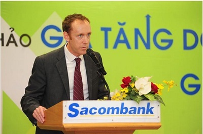 Ông Nguyễn Minh Tâm, P.TGĐ Sacombank, phát biểu khai mạc hội thảo.