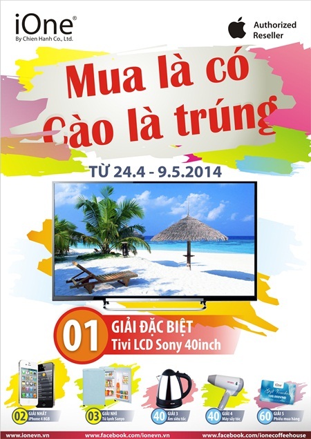 Cơ hội cào ngay trúng lớn cùng iOne by Chien Hanh - 1 Theo đó, khách hàng sẽ có cơ hội trúng thưởng với cơ cấu như sau: