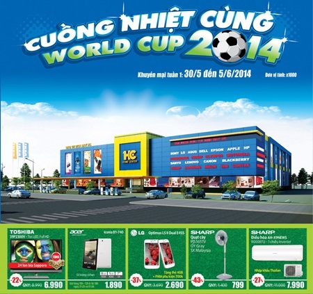 Sôi động cùng bóng đá, giảm giá cực sốc tại Điện máy HC - 1 Theo đại diện Marketing Hệ thống siêu thị điện máy HC cho biết